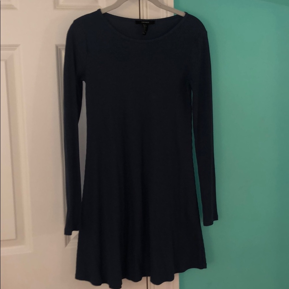 Long sleeve blue dress